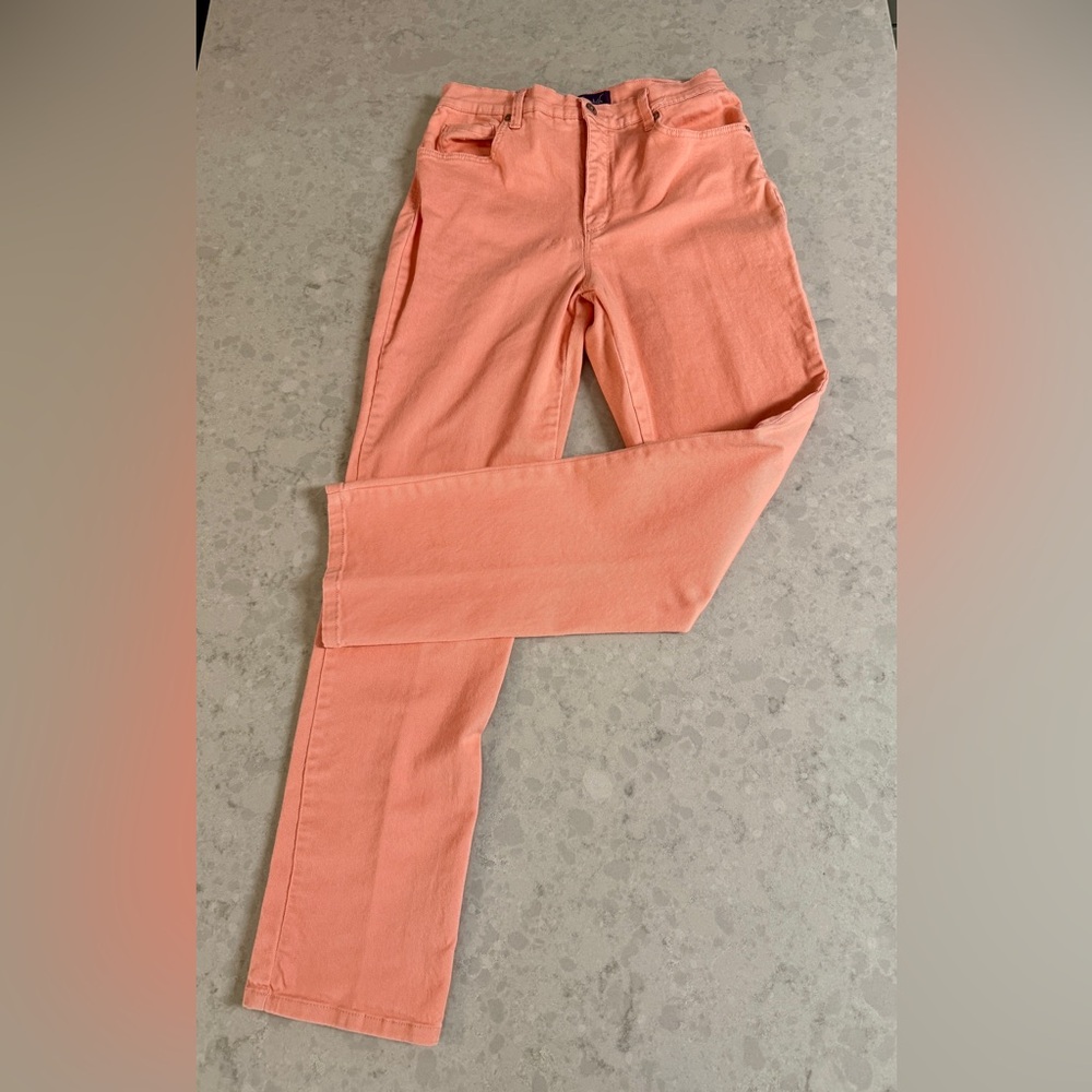 Gloria Vanderbilt Womens Jeans Size 10 Amanda Straight Pastel Peach Denim Unique